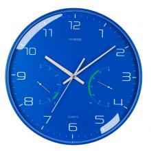 Timess 掛鐘 時(shí)尚簡(jiǎn)約鐘表客廳時(shí)鐘溫濕度輕奢創(chuàng)意薄邊臥室石英鐘免打孔掛表掛墻 QF2102-3【深邃海洋】+溫濕度12英寸