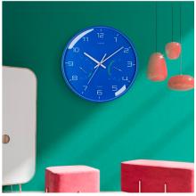 Timess 掛鐘 時尚簡約鐘表客廳時鐘溫濕度輕奢創(chuàng)意薄邊臥室石英鐘免打孔掛表掛墻 QF2102-2【清淺河水】+溫濕度12英寸