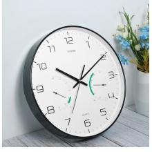 Timess 掛鐘 時(shí)尚簡(jiǎn)約鐘表客廳時(shí)鐘溫濕度輕奢創(chuàng)意薄邊臥室石英鐘免打孔掛表掛墻 QF2102-1【白色月光】+溫濕度12英寸