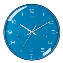 Timess 掛鐘 時(shí)尚簡(jiǎn)約鐘表客廳時(shí)鐘溫濕度輕奢創(chuàng)意薄邊臥室石英鐘免打孔掛表掛墻 QF2101-2【清淺河水】+溫濕度14英寸