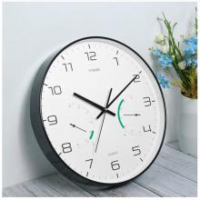 Timess 掛鐘 時(shí)尚簡(jiǎn)約鐘表客廳時(shí)鐘溫濕度輕奢創(chuàng)意薄邊臥室石英鐘免打孔掛表掛墻 QF2101-1【白色月光】+溫濕度14英寸
