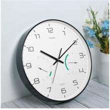 Timess 掛鐘 時(shí)尚簡約鐘表客廳時(shí)鐘溫濕度輕奢創(chuàng)意薄邊臥室石英鐘免打孔掛表掛墻 QF2101-1【白色月光】+溫濕度14英寸