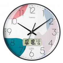 Timess 掛鐘鐘表客廳創(chuàng)意北歐時鐘萬年歷溫度石英鐘簡約輕奢表掛墻 P52-2【35厘米日歷款】