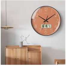 Timess 掛鐘鐘表客廳創(chuàng)意北歐時(shí)鐘萬年歷溫度石英鐘簡(jiǎn)約輕奢表掛墻 P52-3【35厘米日歷款】