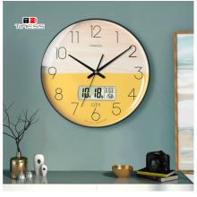 Timess 掛鐘鐘表客廳創(chuàng)意北歐時鐘萬年歷溫度石英鐘簡約輕奢表掛墻 P52-4【35厘米日歷款】