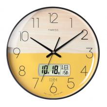 Timess 掛鐘鐘表客廳創(chuàng)意北歐時鐘萬年歷溫度石英鐘簡約輕奢表掛墻 P52-4【35厘米日歷款】