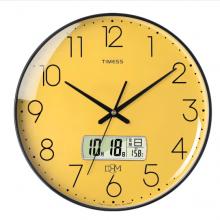 Timess 掛鐘鐘表客廳創(chuàng)意北歐時鐘萬年歷溫度石英鐘簡約輕奢表掛墻 P52-5【35厘米日歷款】