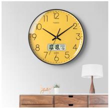 Timess 掛鐘鐘表客廳創(chuàng)意北歐時鐘萬年歷溫度石英鐘簡約輕奢表掛墻 P52-5【35厘米日歷款】