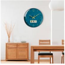 Timess 掛鐘鐘表客廳創(chuàng)意北歐時(shí)鐘萬(wàn)年歷溫度石英鐘簡(jiǎn)約輕奢表掛墻 P52-6【35厘米日歷款】