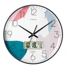 Timess 掛鐘鐘表客廳創(chuàng)意北歐時鐘萬年歷溫度石英鐘簡約輕奢表掛墻 P50B-2【30厘米日歷款】