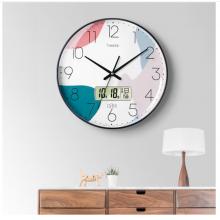 Timess 掛鐘鐘表客廳創(chuàng)意北歐時鐘萬年歷溫度石英鐘簡約輕奢表掛墻 P50B-2【30厘米日歷款】