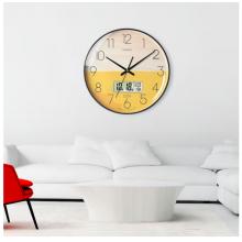 Timess 掛鐘鐘表客廳創(chuàng)意北歐時鐘萬年歷溫度石英鐘簡約輕奢表掛墻 P50B-4【30厘米日歷款】