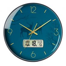 Timess 掛鐘鐘表客廳創(chuàng)意北歐時鐘萬年歷溫度石英鐘簡約輕奢表掛墻 P50B-6【30厘米日歷款】