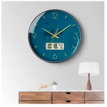 Timess 掛鐘鐘表客廳創(chuàng)意北歐時(shí)鐘萬(wàn)年歷溫度石英鐘簡(jiǎn)約輕奢表掛墻 P50B-6【30厘米日歷款】