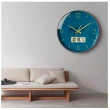 Timess 掛鐘鐘表客廳創(chuàng)意北歐時(shí)鐘萬(wàn)年歷溫度石英鐘簡(jiǎn)約輕奢表掛墻 P50B-6【30厘米日歷款】