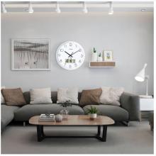 Timess 掛鐘 電波鐘客廳萬年歷鐘表時(shí)尚簡(jiǎn)約北歐雙日歷溫度時(shí)鐘自動(dòng)對(duì)時(shí)智能鐘表掛墻表 純潔白30CM電波款