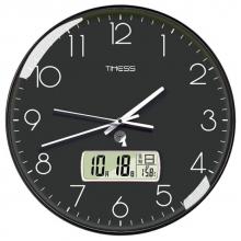 Timess 掛鐘 電波鐘客廳萬年歷鐘表時尚簡約北歐雙日歷溫度時鐘自動對時智能鐘表掛墻表 經(jīng)典黑30CM電波款