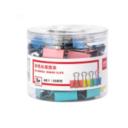 得力(deli)40只19mm彩色長(zhǎng)尾夾票夾 5#