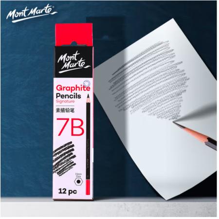 蒙瑪特(Mont Marte)7b素描鉛筆12支盒裝 美術(shù)繪畫炭筆速寫筆學(xué)生初學(xué)素描筆 練習(xí)寫生畫畫專用畫筆PNX0015