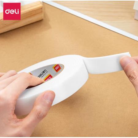得力（deli）30412強(qiáng)粘力雙面膠帶泡棉海綿膠帶泡沫膠帶24mm*5Y