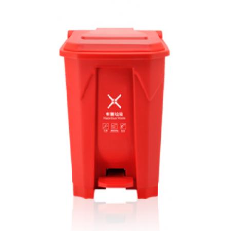 蘭詩（LAUTEE）YJ-50 新國標(biāo)腳踏垃圾桶 50L-紅色有害垃圾