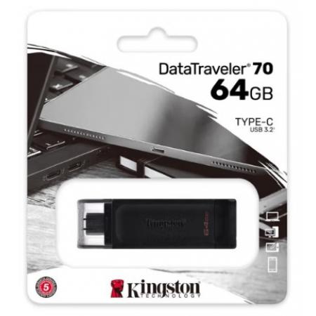  金士頓（Kingston）64GB USB3.2 Gen1 Type-C 大容量手機U盤 DT70 黑色