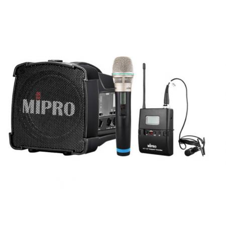 MIPRO咪寶MA-100SBII藍牙音響戶外移動便攜式小型音箱講解喊話擴音器帶話筒一體宣傳講話喇叭插卡可充電 配1手持1領夾話筒（二代）