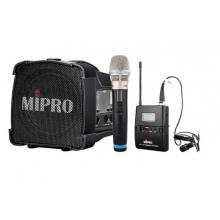 MIPRO咪寶MA-100SBII藍牙音響戶外移動便攜式小型音箱講解喊話擴音器帶話筒一體宣傳講話喇叭插卡可充電 配1手持1領夾話筒（二代）