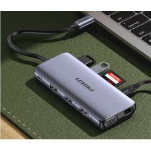 品勝Type-C擴(kuò)展塢 USB-C轉(zhuǎn)HDMI/VGA蘋果電腦轉(zhuǎn)換器拓展塢網(wǎng)口網(wǎng)線轉(zhuǎn)接頭讀卡器PD音頻適用MacBook雷電3/4