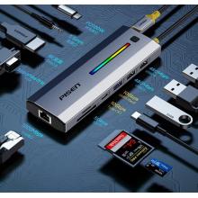 品勝 Type-C擴(kuò)展塢 HDMI/VGA雷電3/4拓展塢千兆網(wǎng)口轉(zhuǎn)接頭 USB3.2分線器PD讀卡器蘋(píng)果電腦轉(zhuǎn)換器15pro炫彩RGB
