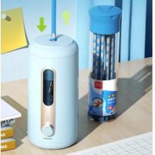 得力大口徑全自動削筆器電動削筆機12mm粗桿大三角鉛筆文具轉筆刀卷筆刀藍色 VA10