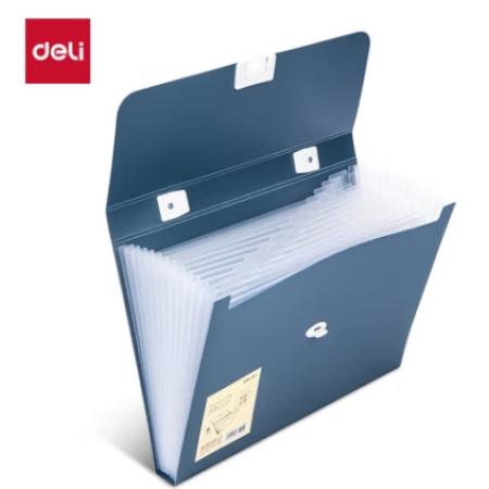 得力(deli)13格A4手提風(fēng)琴包多層文件夾 文件保護 深藍(lán)72593