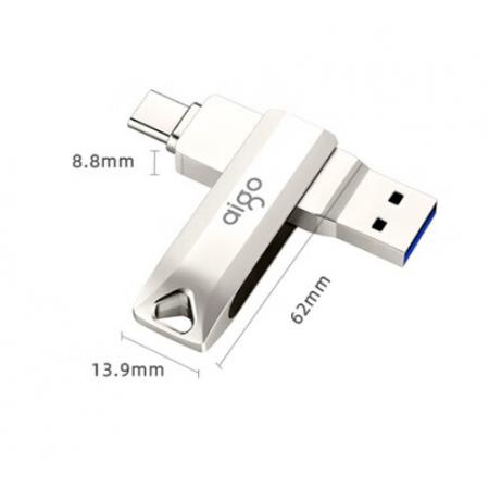愛(ài)國(guó)者（aigo）32GB Type-C USB3.2 手機(jī)U盤(pán) U351高速讀寫(xiě)款 銀色 雙接口手機(jī)電腦用