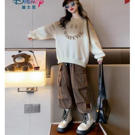 迪士尼（Disney）品牌童裝女童秋裝套裝2023新款兒童秋季女大童運動春秋工裝褲 套裝 120cm