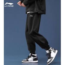 李寧（LI-NING） 加絨運(yùn)動(dòng)褲男褲秋冬款收口束腳透氣寬松長(zhǎng)褲休閑運(yùn)動(dòng)衛(wèi)褲大碼 黑色收口【潮流百搭 加絨保暖】 M/170 建議(116-130斤)
