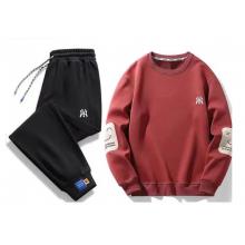 NY&XT官方潮牌衛(wèi)衣套裝男女長袖t恤棉質(zhì)秋冬季休閑褲運(yùn)動套裝男兩件套 紅色衛(wèi)衣+黑色褲子（NE01） M（建議90-110斤）