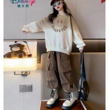 迪士尼（Disney）品牌童裝女童秋裝套裝2023新款兒童秋季女大童運動春秋工裝褲 套裝 120cm