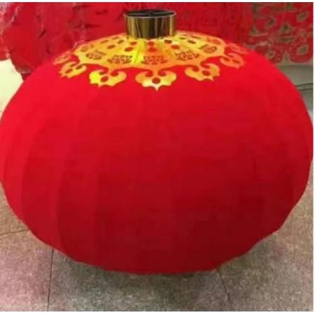 紅絨布硬面塑料燈籠 撐開37高度29