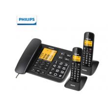 飛利浦（PHILIPS）無(wú)繩電話機(jī) 固定座機(jī) 子母機(jī) 家用辦公 一鍵撥號(hào) 三方通話 DCTG152一拖二 (黑色)